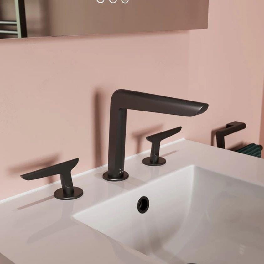 Crosswater 3 Tap Hole Basin Set Matt Black Crosswater Foile 3 Hole Basin Mixer Tap