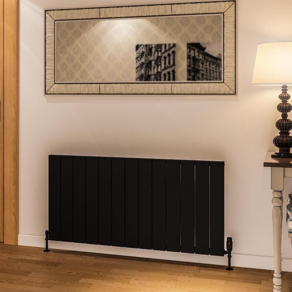 Eastbrook Panel Radiator 600 x 1230 / Central Heating Eastbrook Rosano Straight Horizontal Aluminium Radiator in Matt Black