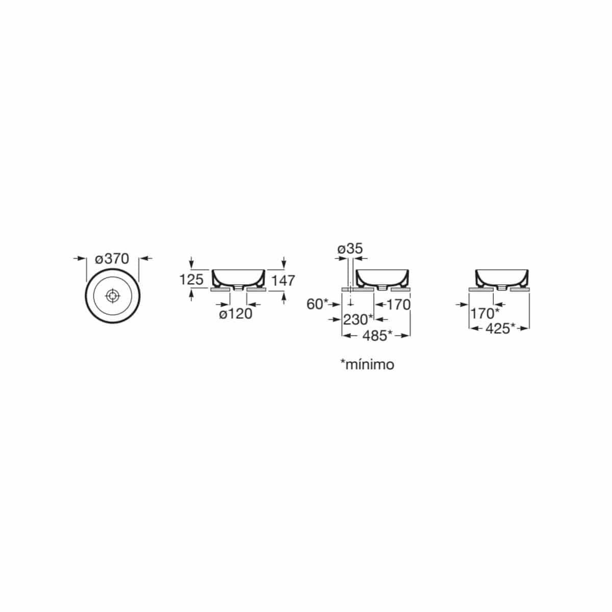 Roca Countertop Basin Roca Ona 370mm Round Fineceramic® Countertop Basin