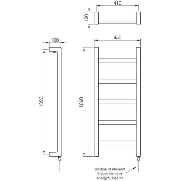 Vogue Designer Towel Radiators Vogue Boxa Straight Designer Towel Radiator in Chrome