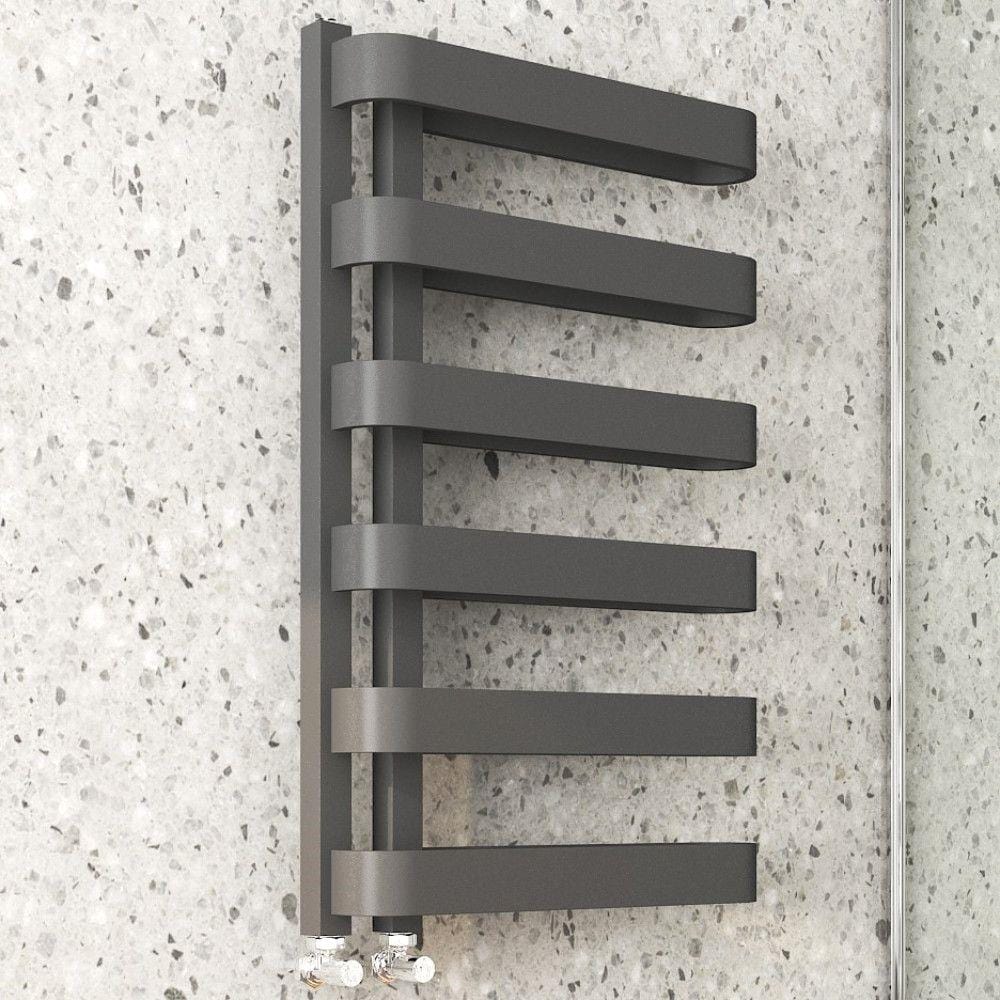 KRAD Designer Towel Radiators 850 x 500 / Dual Fuel K-RAD Texas Straight Vertical Designer Towel Rail in Anthracite