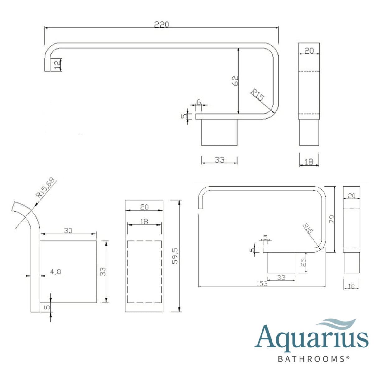 Aquarius Bathrooms Accessory Set Aquarius FT 3 Piece Bathroom Accessory Pack