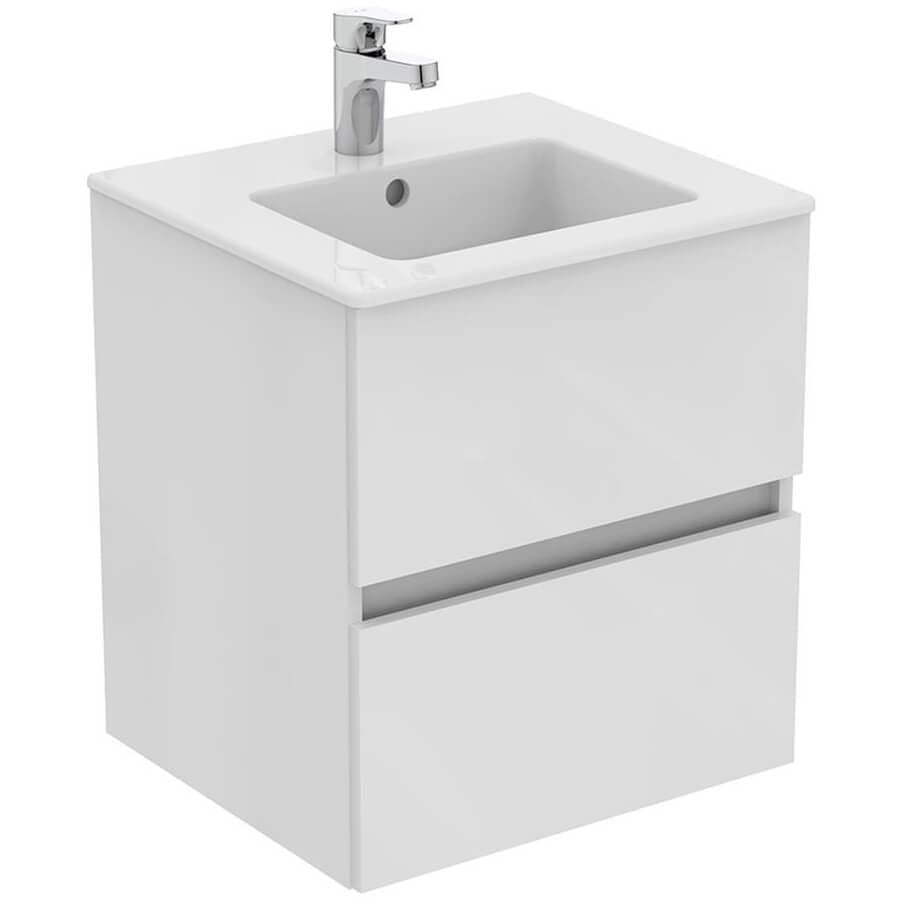 Ideal Standard Wall Mounted Vanity Unit Gloss White / 500mm Ideal Standard Eurovit+ Wall Mounted Vanity Unit with 2 Drawers
