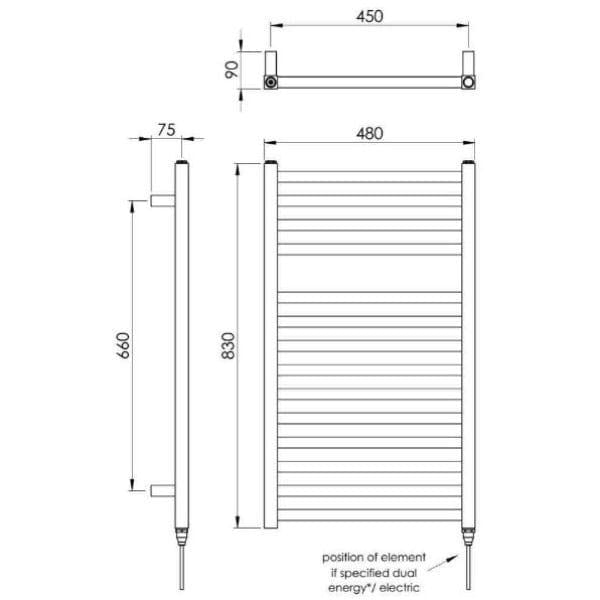 Vogue Designer Towel Radiator Vogue Squire Straight Designer Towel Rail in Chrome