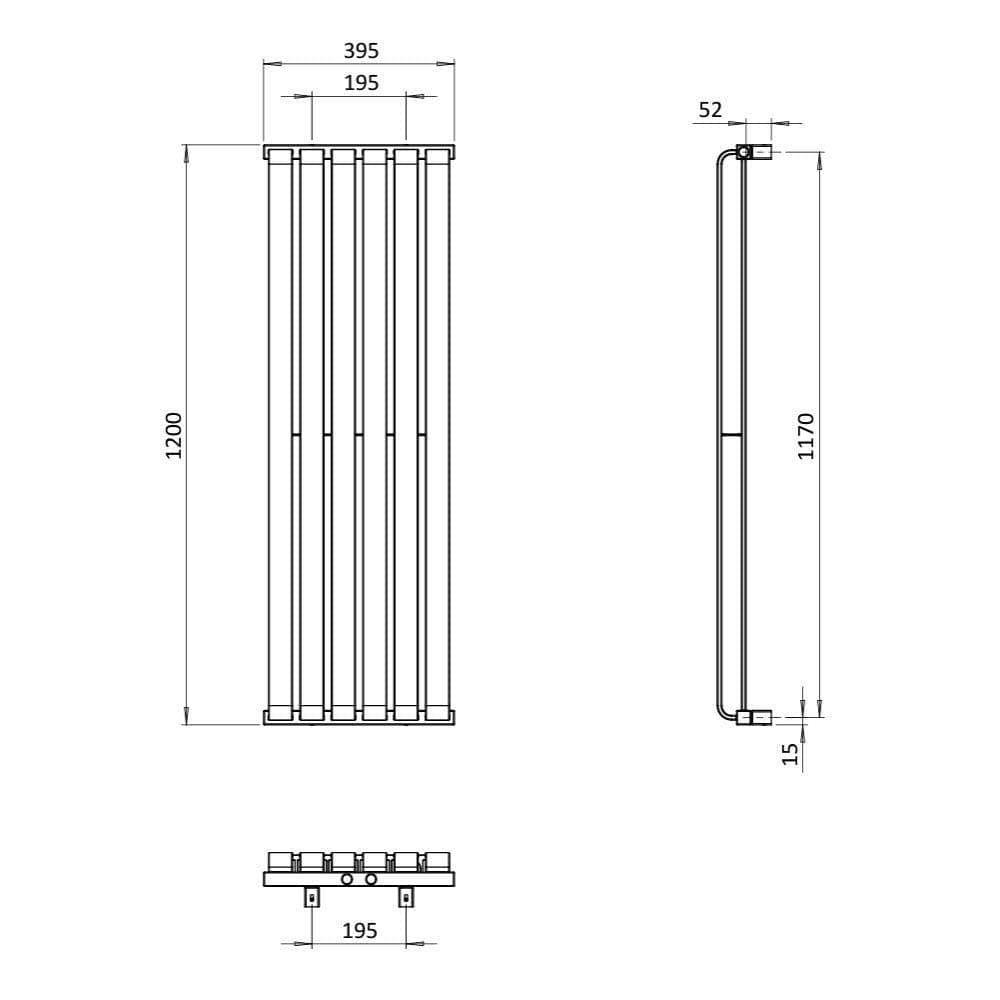 Crosswater Panel Radiator Crosswater Limit Vertical Designer Radiator in Metallic Black