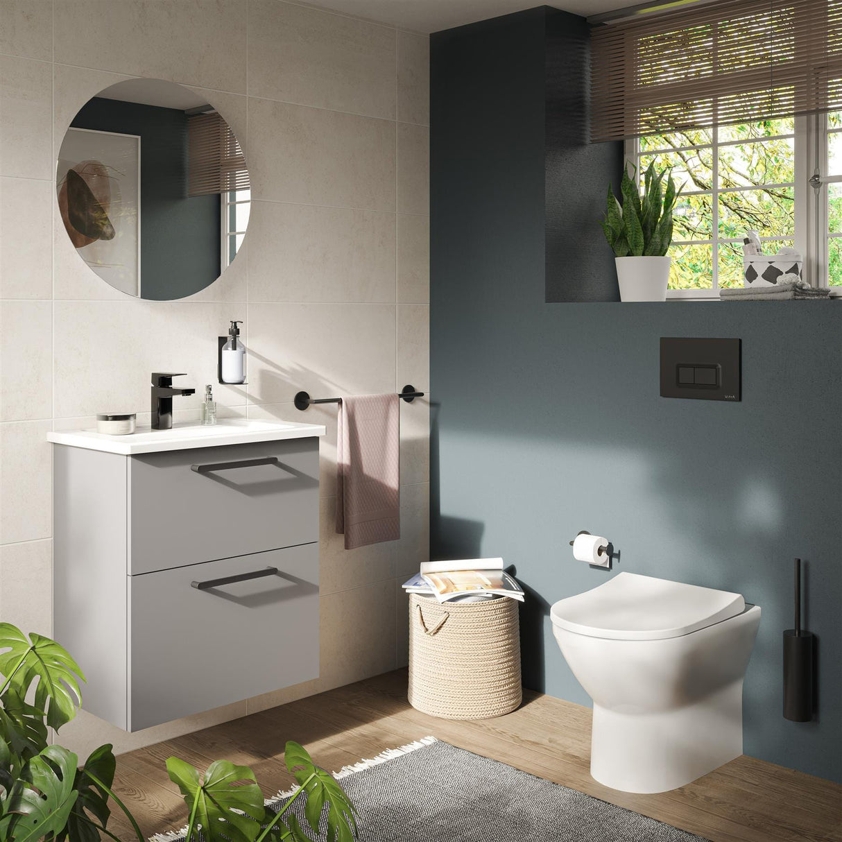 Vitra Back To Wall Toilet Vitra Integra Round Rimless Back to Wall Toilet with Soft Close Seat