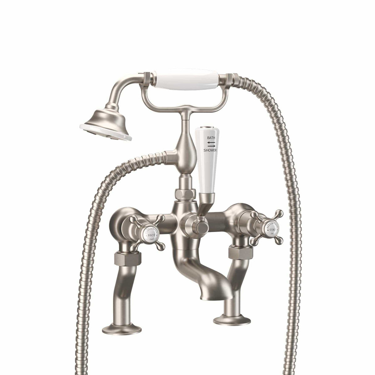 Crosswater Bath Shower Mixer Brushed Nickel Crosswater Belgravia Crosshead Bath Shower Mixer with Shower Kit