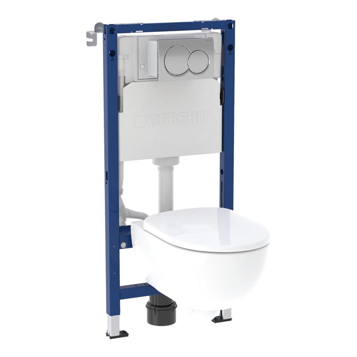 Geberit Wall Hung Toilet Geberit Duofix Alpha Cistern Frame 1120mm with Selnova Wall Hung Toilet and Flush Plate Bundle