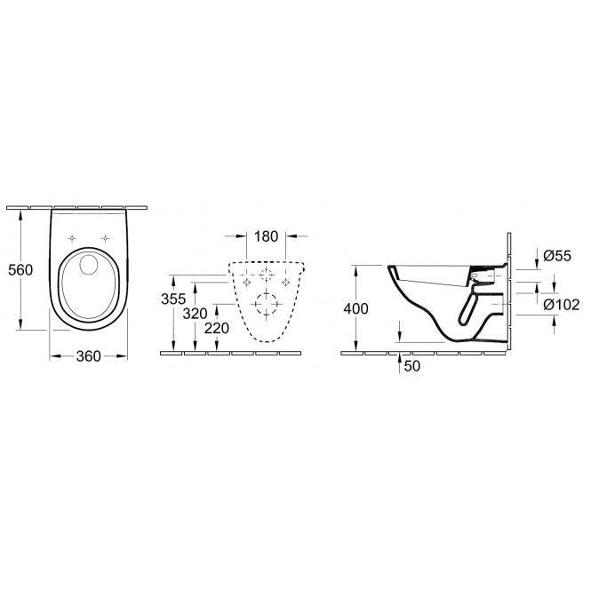 Villeroy & Boch O.Novo Wall Hung Rimless Toilet with Soft Close Seat