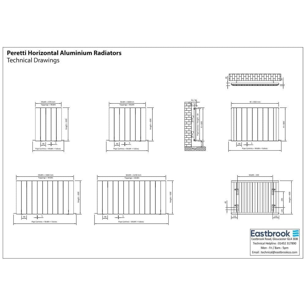 Eastbrook Panel Radiator Eastbrook Peretti Straight Horizontal Aluminum Radiator in Polished Aluminum