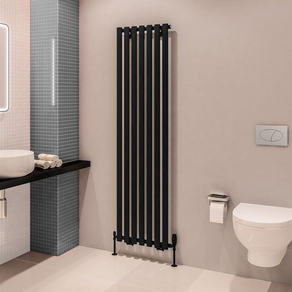 Eastbrook Designer Towel Radiator 1800 x 490mm Eastbrook Tunstall Straight Vertical Designer Radiator in Matt Black