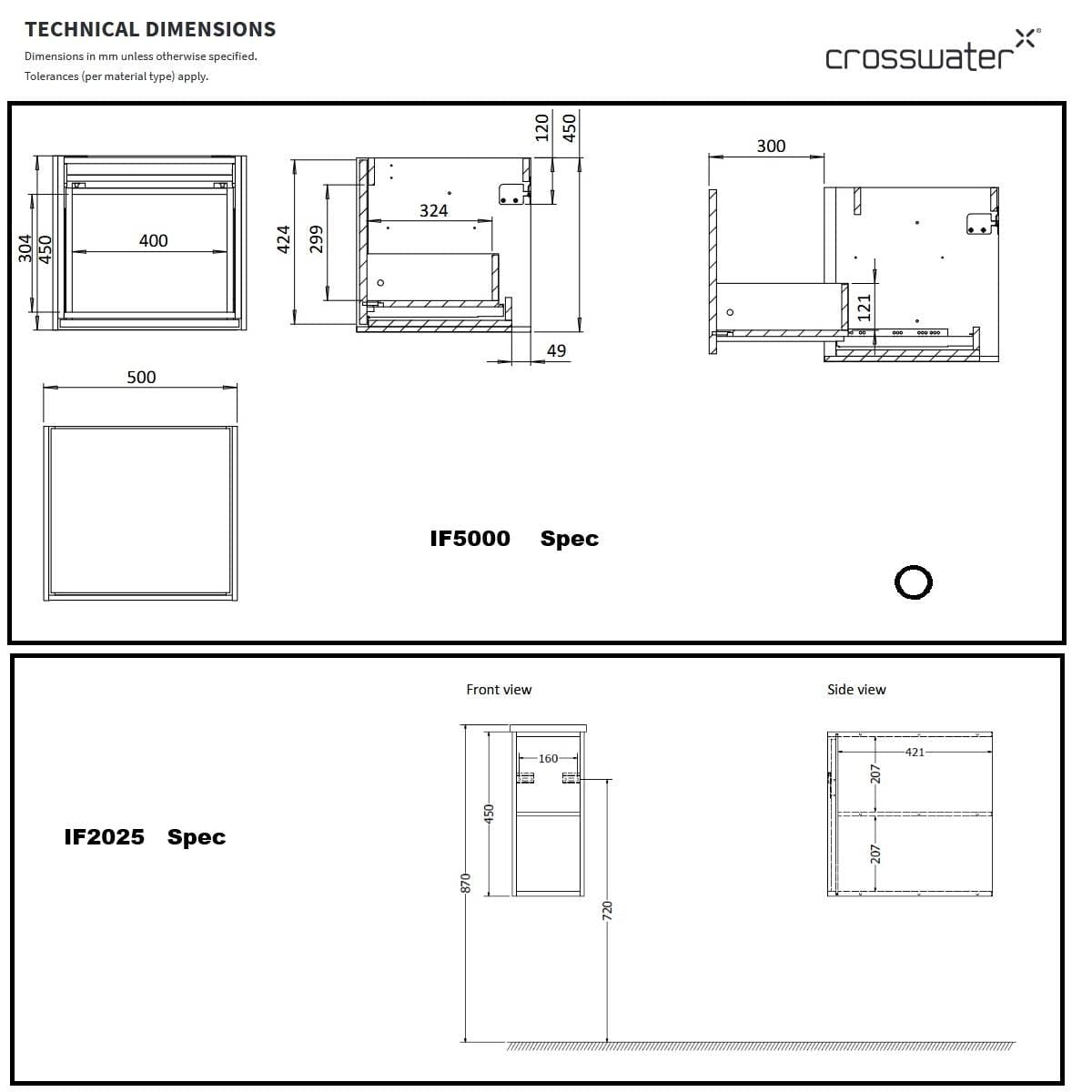 Crosswater Infinity Wall Mounted Vanity Unit with Basin