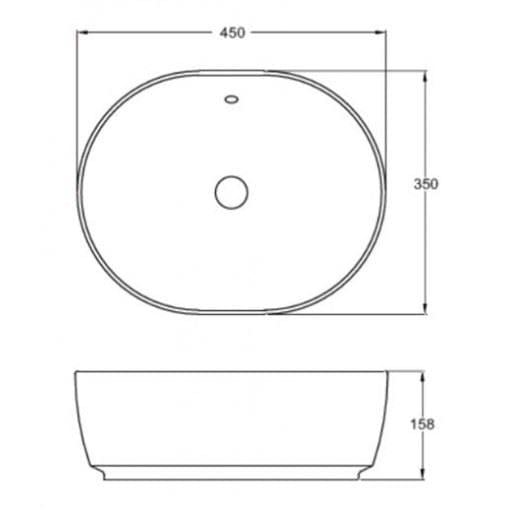 Crosswater Countertop Basin Crosswater Pearl Oval 450mm Countertop Basin with Overflow