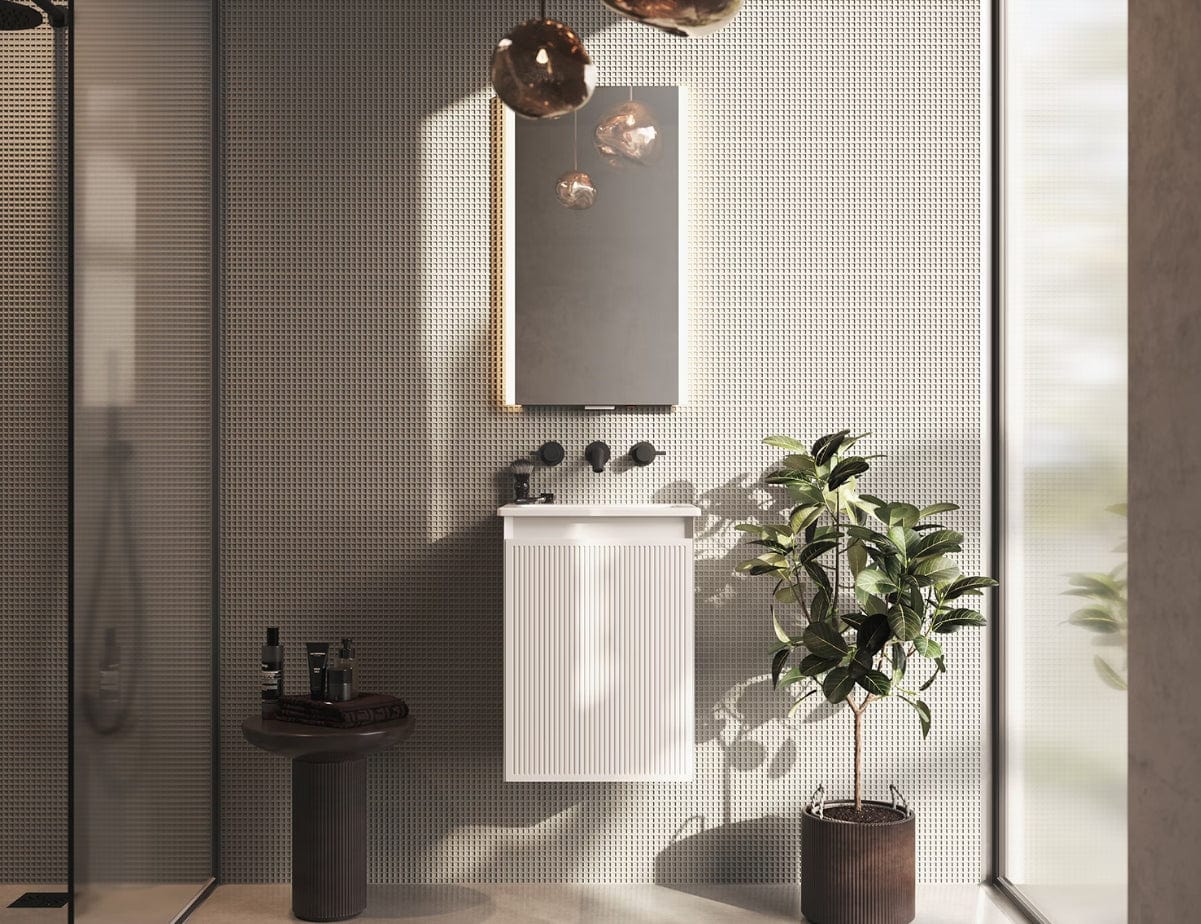 Saneux Wall Mounted Vanity Unit Saneux Monument Vanity Unit With Basin - 400 x 360mm - One Door - Wall Mounted