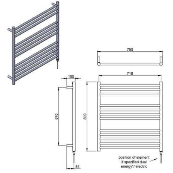 Vogue Ladder Rail Vogue Pearl Straight Ladder Towel Rail in Polished Stainless Steel