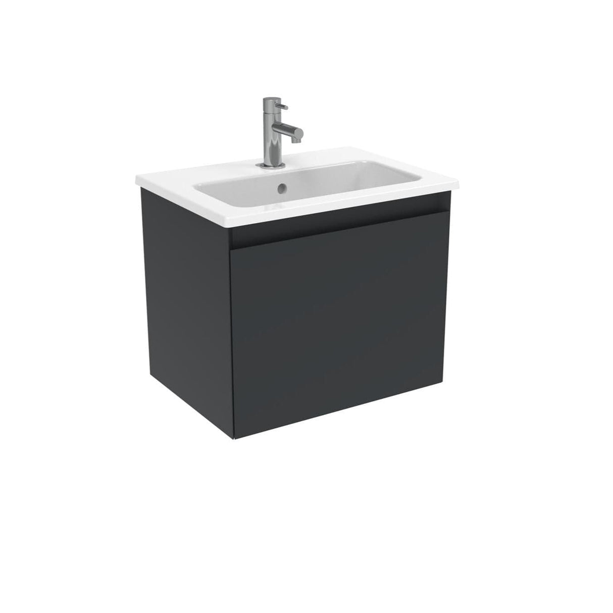Saneux Wall Mounted Vanity Unit Matte Anthracite / 3 Hole Saneux Uni Vanity Unit With Basin - 500 x 360mm - One Door - Wall Mounted
