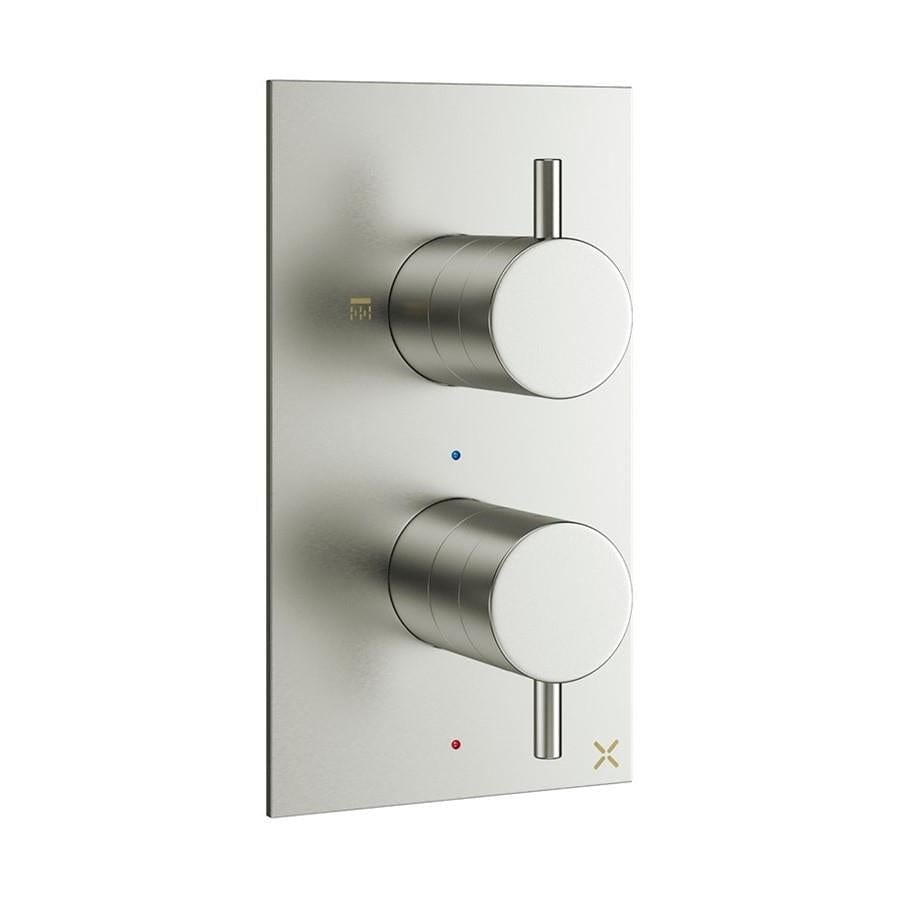 Crosswater Concealed Shower Valve Brushed Stainless Steel Effect Crosswater MPRO 2 Outlet, 2 Handles Concealed Thermostatic Shower Valve (Shower/Handset)