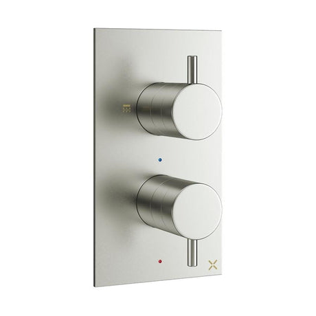 Crosswater Concealed Shower Valve Brushed Stainless Steel Effect Crosswater MPRO 2 Outlet, 2 Handles Concealed Thermostatic Shower Valve (Shower/Handset)