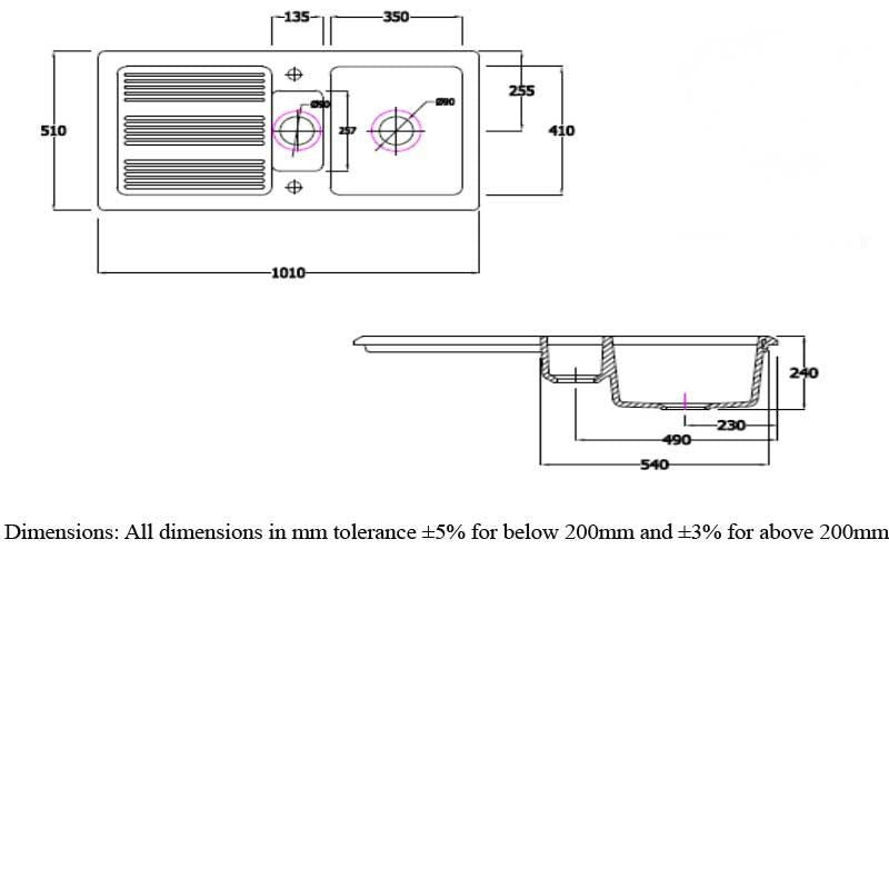 RAK Ceramics Gourmet 1 Kitchen Sink with 1.5 Bowl in Gloss White