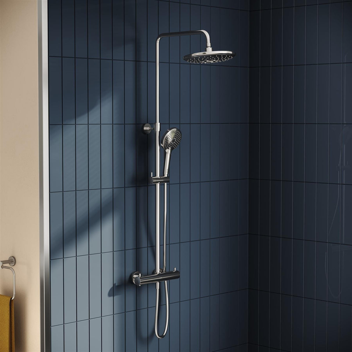VitrA Exposed Shower Set VitrA Aquaheat Bliss Exposed Thermostatic Shower Valve Set with Adjustable Riser Shower Head and Handset