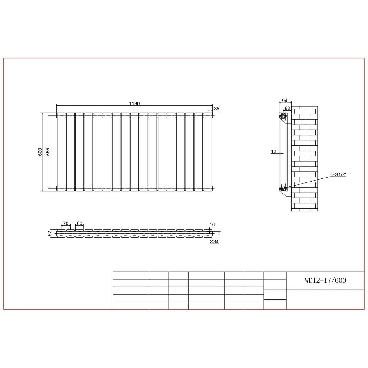 Aquarius Bathrooms Panel Radiator Aquarius Flat Double Horizontal Panel Radiator
