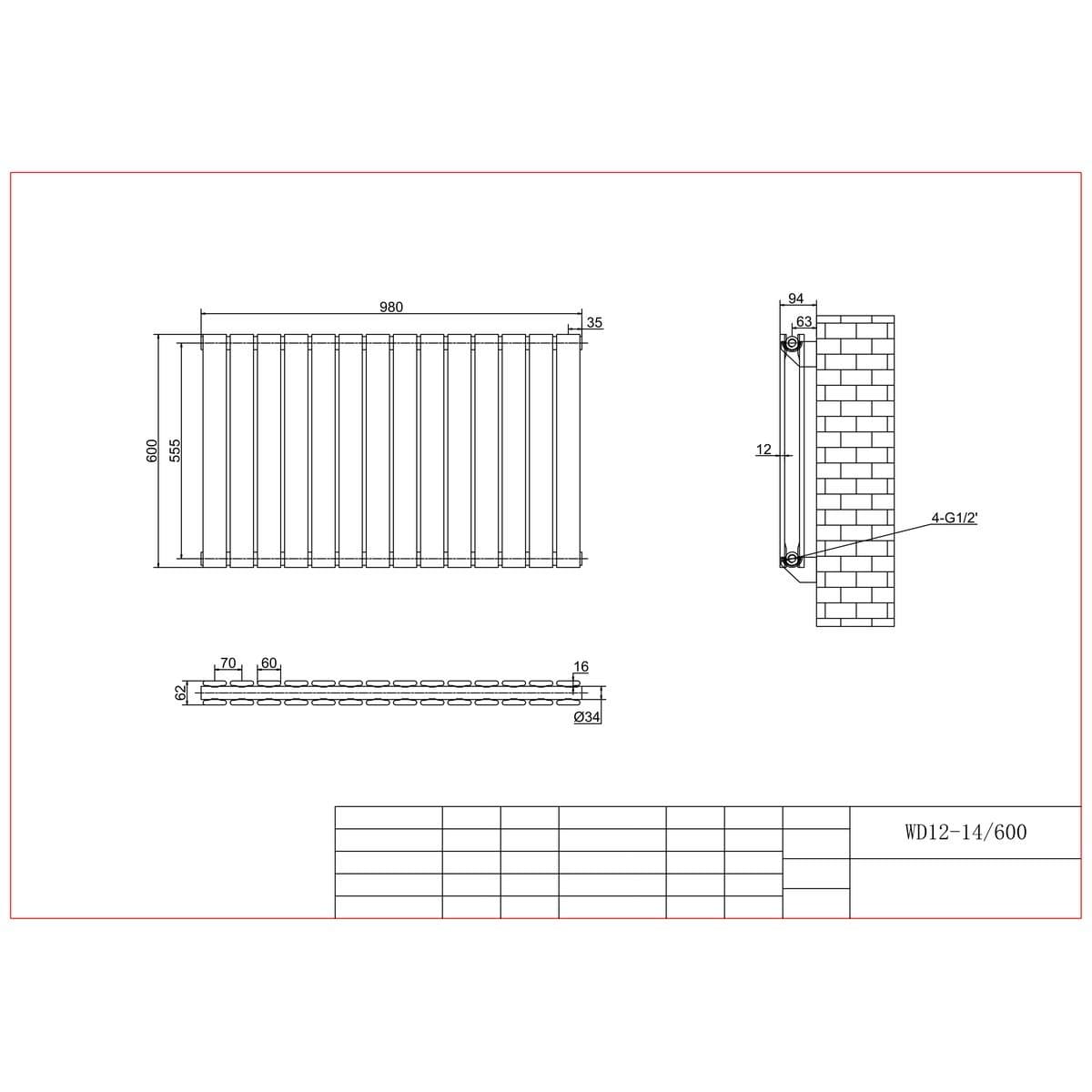 Aquarius Bathrooms Panel Radiator Aquarius Flat Double Horizontal Panel Radiator