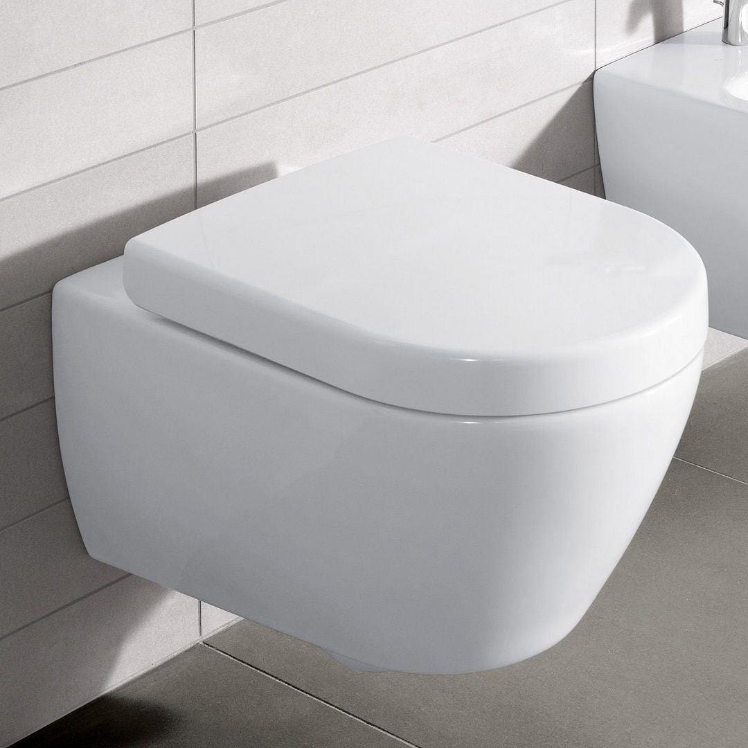 Villeroy and Boch Back To Wall Toilet Villeroy & Boch Subway 2.0 Compact Back to Wall Toilet with Direct Flush and Soft Close Seat