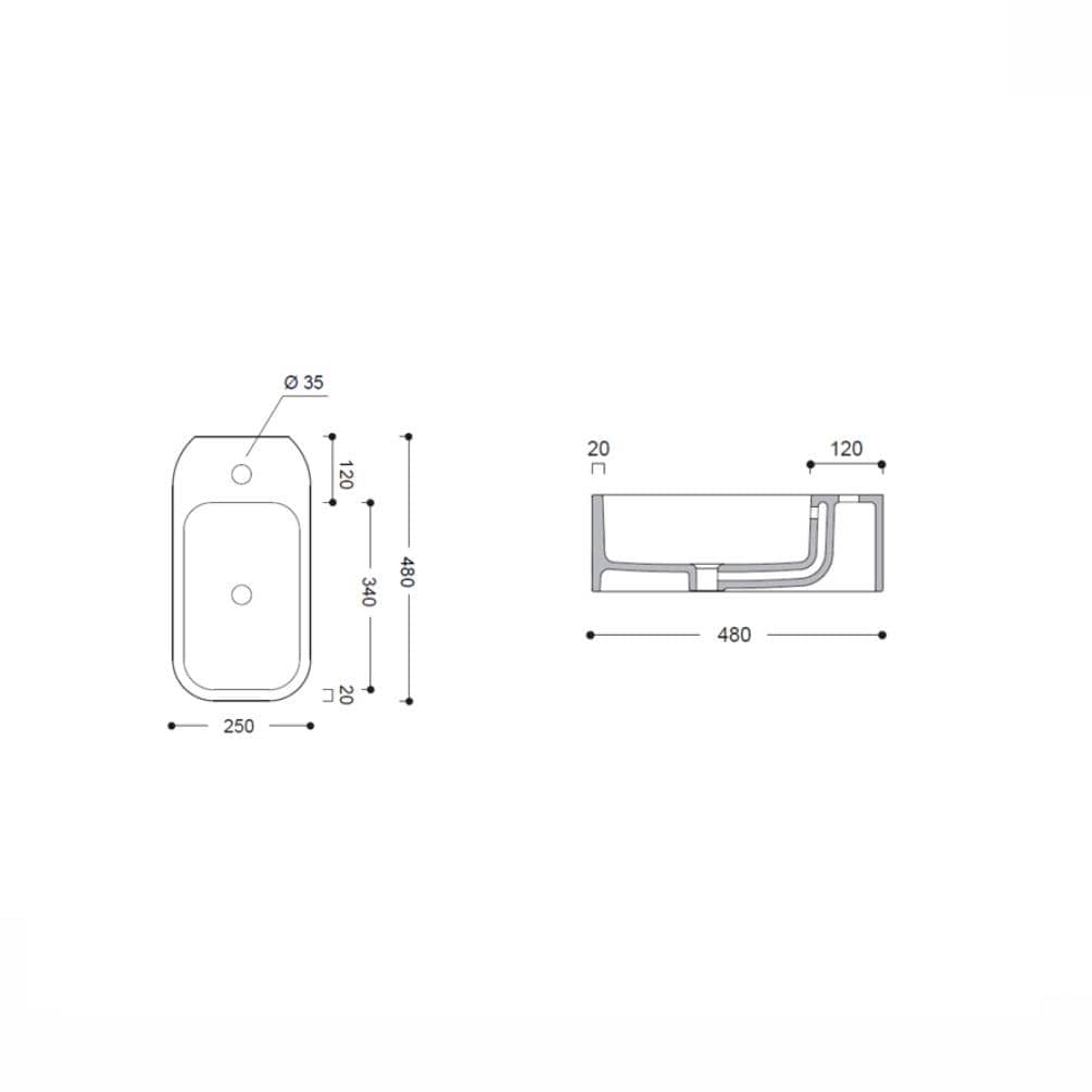 Crosswater Cloakroom Basin Crosswater Popolo Mini Wall Hung Cloakroom Basin Right Hand in White Gloss