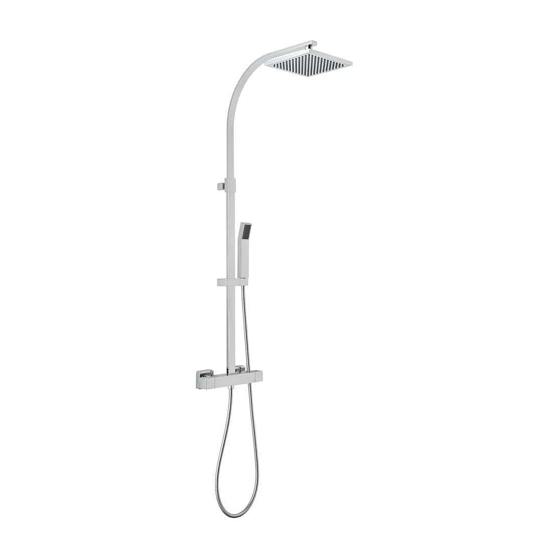 VADO Exposed Shower Set Vado Velo Square Thermostatic Adjustable Shower Column in High Polished Chrome