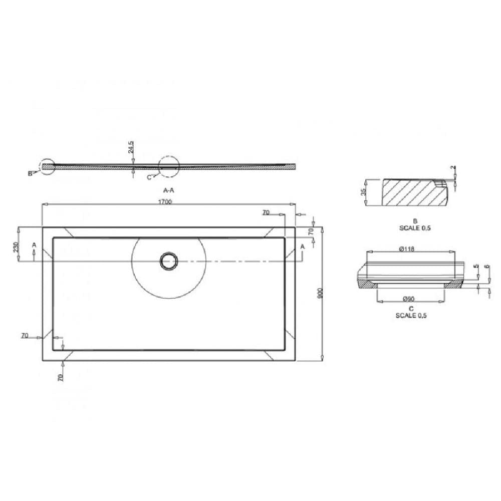 Crosswater Rectangle Shower Tray Crosswater 35mm Anti Slip Acrylic Shower Tray