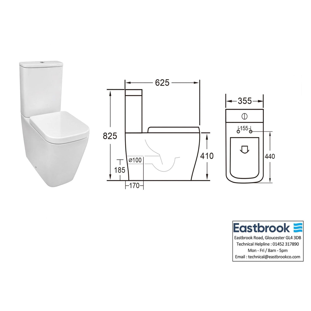 Eastbrook Close Coupled Toilet Eastbrook Sudbury Rimless Close Coupled Back to Wall Toilet with Eco Vortex Flush and Soft Close Seat