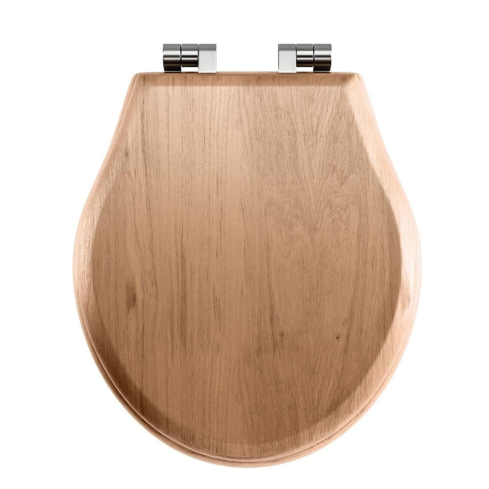Imperial Toilet Seat Oak / Chrome Imperial Regent Solid Wood Toilet Seat in Natural Oak with Soft Close Hinges