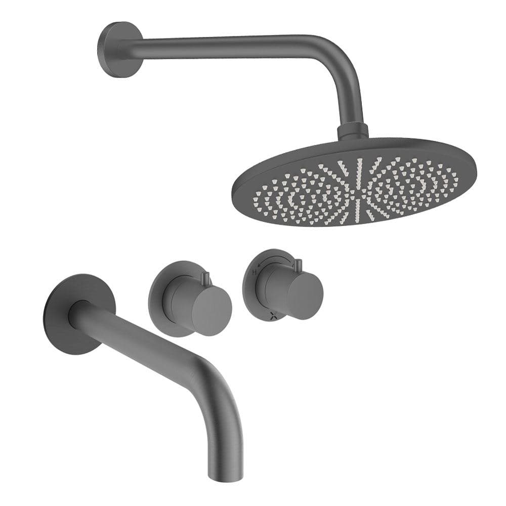 UK Bathroom Store Concealed Shower Set Crosswater Module Shower Set 3 with Fixed Overhead Shower and Bath Spout