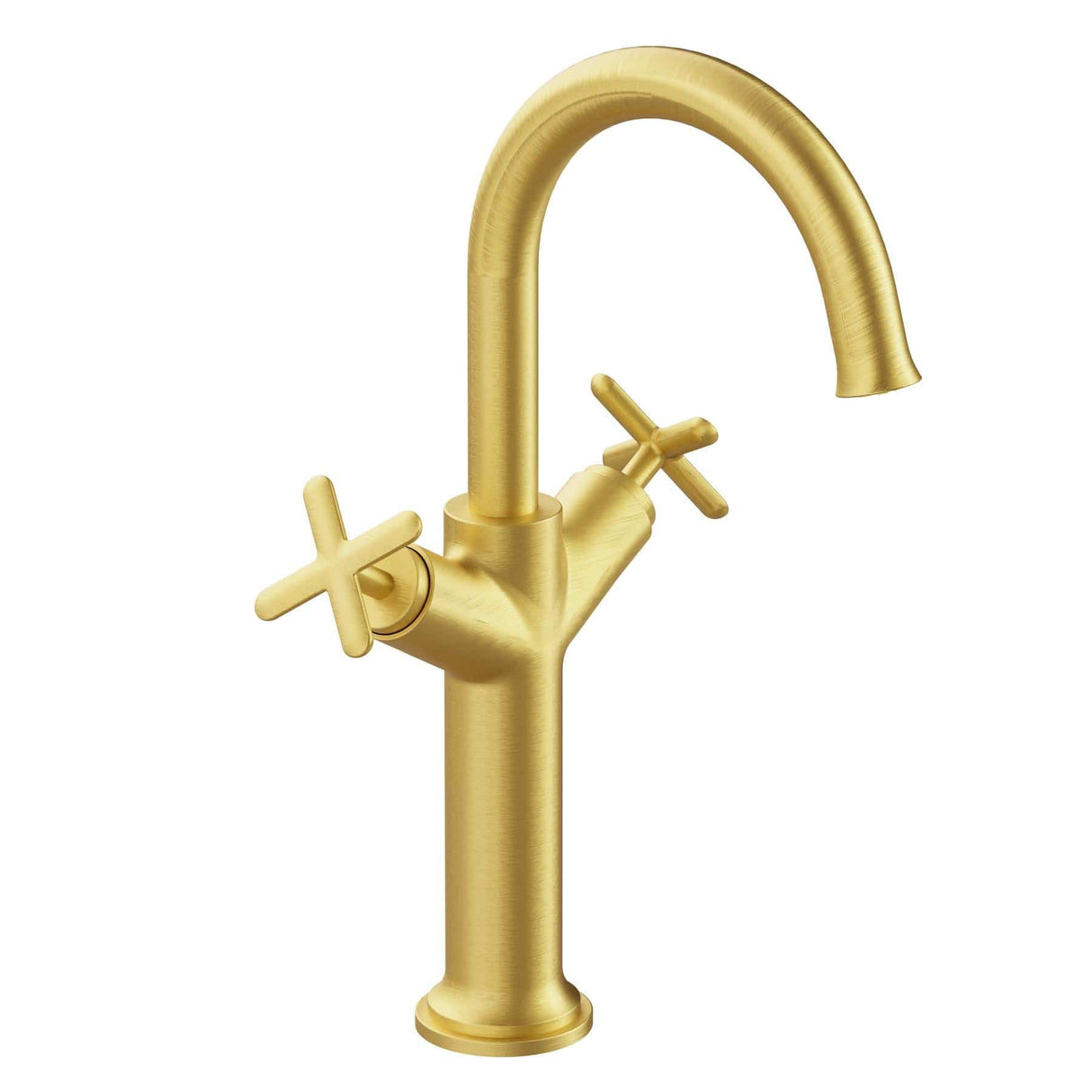 VitrA Tall Basin Tap Brushed Gold VitrA Origin Classic Tall Basin Mixer Tap with Cross Handles for Bowls