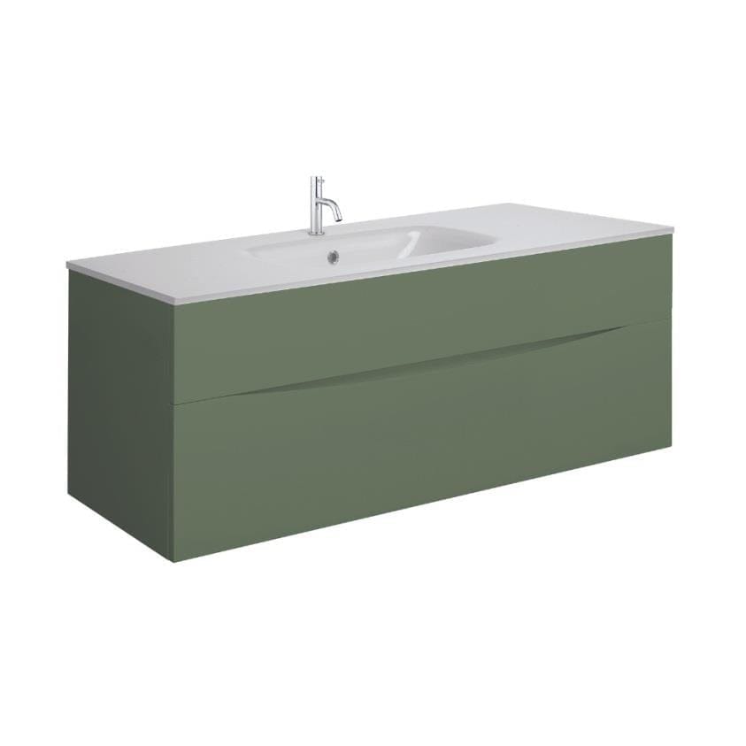 Crosswater Wall Mounted Vanity Unit Sage Green / 1000mm Crosswater Glide II 2 Drawer Vanity Unit with Basin