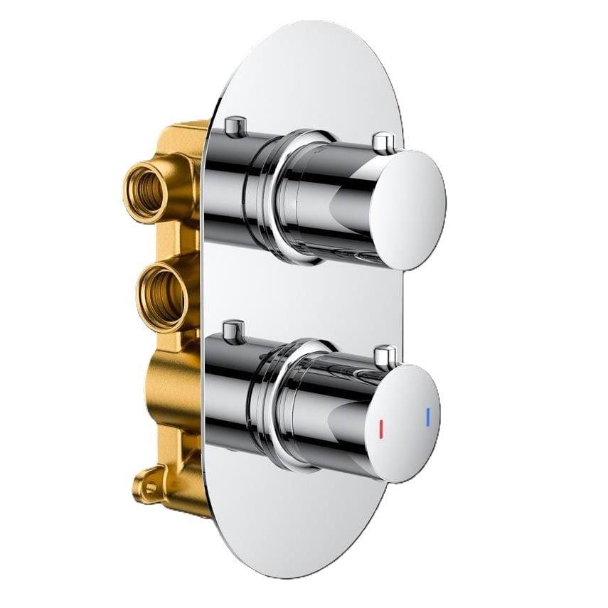Aquarius Bathrooms Concealed Shower Valve Chrome Aquarius RainLux Round 2 Outlet Concealed Shower Valve
