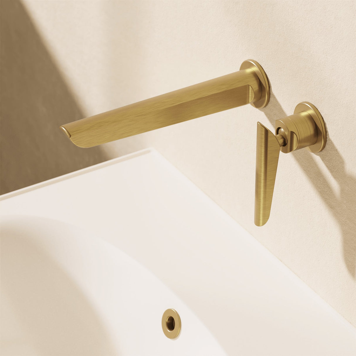 Crosswater Wall Mounted Basin Tap Brushed Brass Crosswater Foile 2 Hole Wall Mounted Basin Mixer Tap