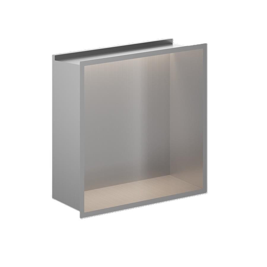 Crosswater Shelf Brushed Stainless Steel Crosswater Square Shower Niche with LED - 305 x 305mm
