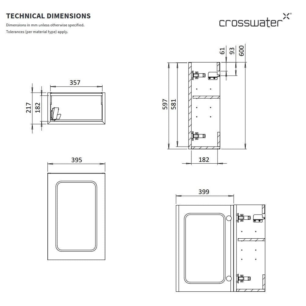 Crosswater Cloakroom Vanity Unit Crosswater Alo Cloakroom Single Door Wall Mounted 400 x 220mm Vanity Unit with Basin
