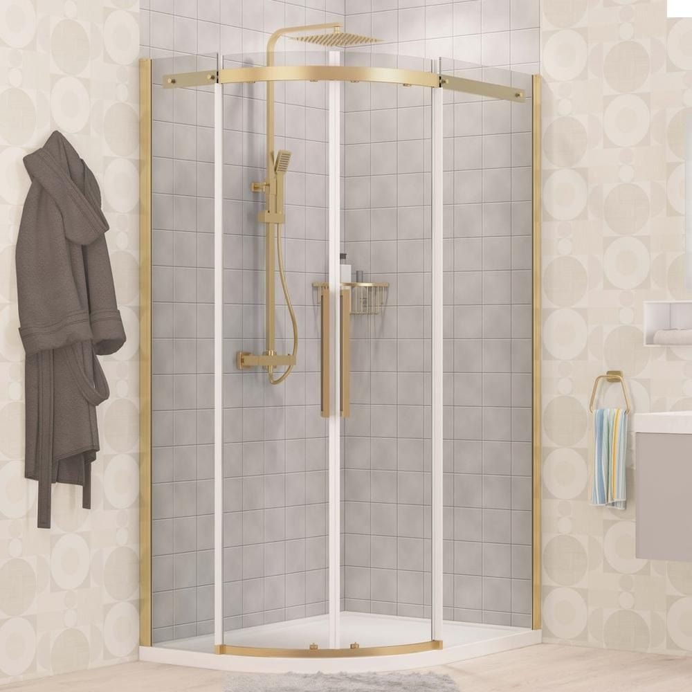 Eastbrook Quadrant Shower Enclosure Brushed Brass / 1000 x 900mm / Left Handed Eastbrook Corniche 2000 8mm Quadrant Shower Enclosure
