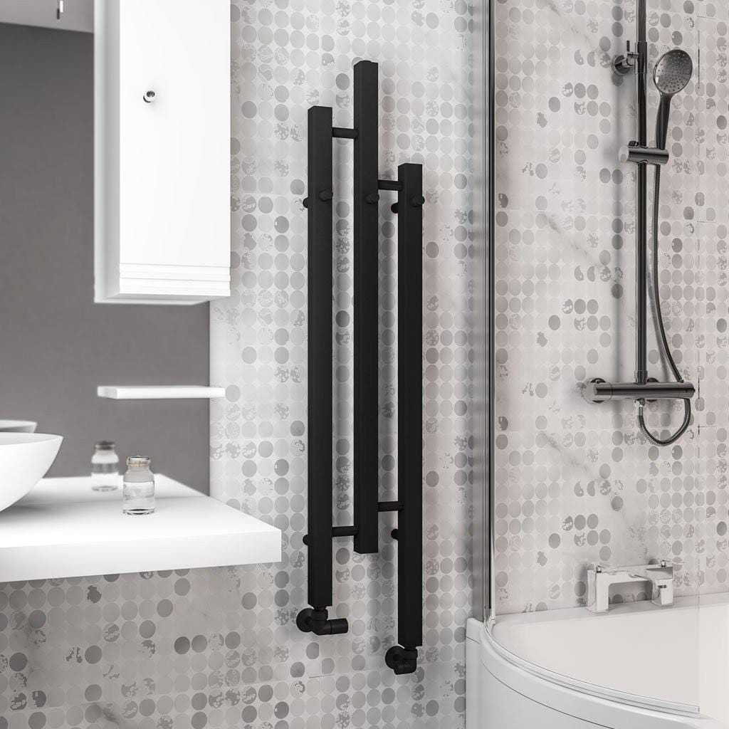 Eastbrook Designer Towel Radiator Central Heating Eastbrook Conwy Vertical Designer Radiator - 1200 x 220mm - Matt Black