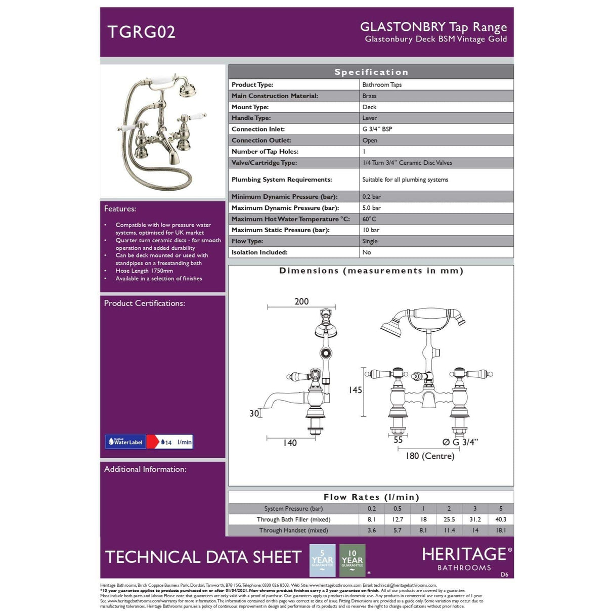 Heritage Bath Shower Mixer Heritage Glastonbury Bath Shower Mixer with Handset