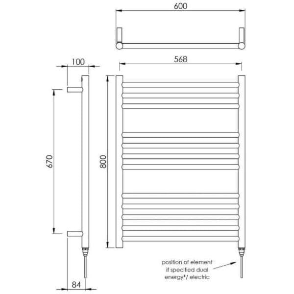 Vogue Ladder Rail Vogue Chube Straight Ladder Rail in Polished Stainless Steel