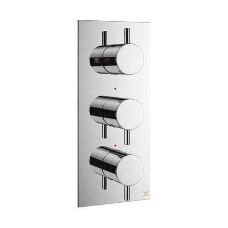 Crosswater Concealed Shower Valve Chrome Crosswater MPRO 2 Outlet, 3 Handle Concealed Thermostatic Shower Valve