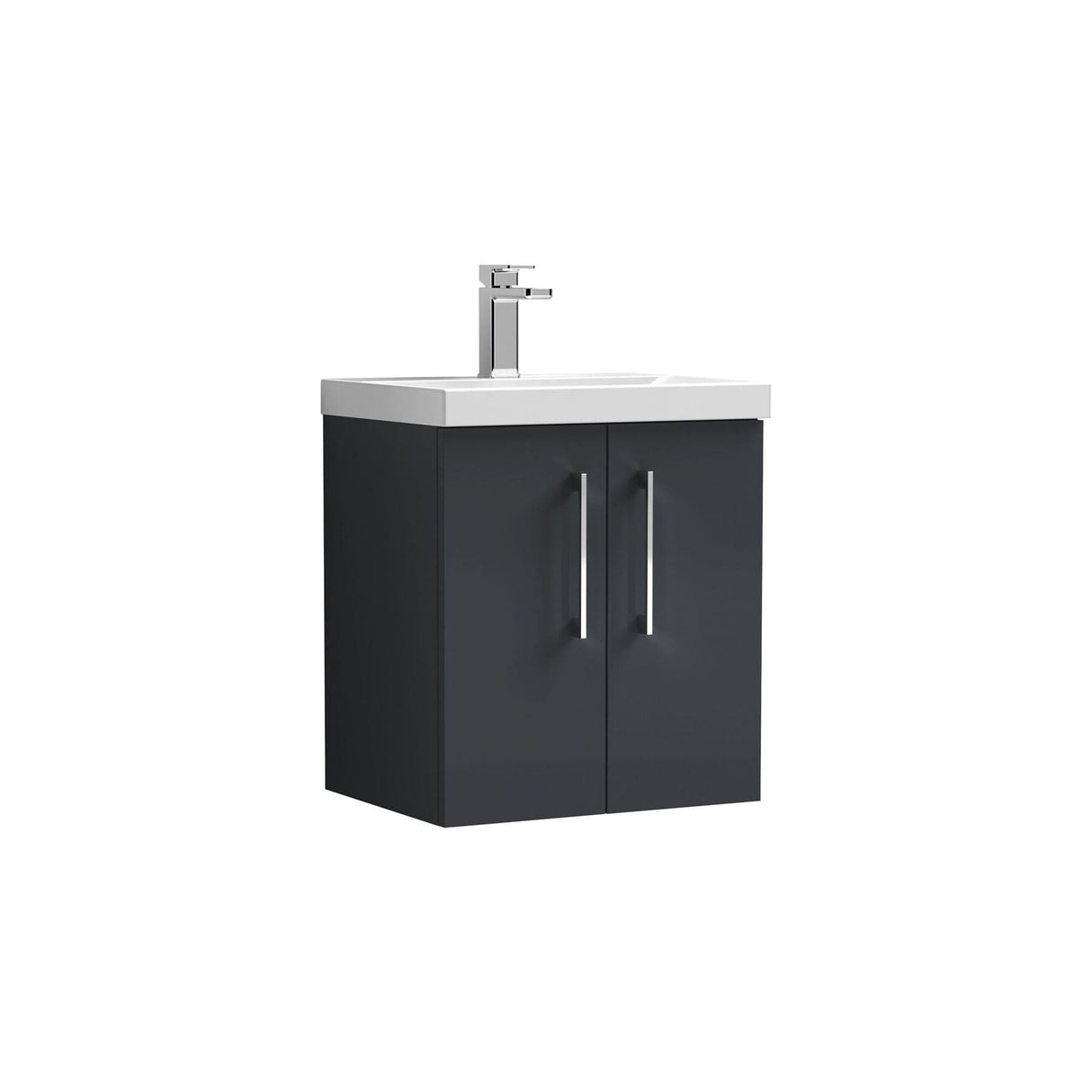 Aquarius Wall Mounted Vanity Unit Aquarius Brisbane 500mm Wall Hung 2 Door Vanity Unit with 1 Tap Hole Mid Edge Basin