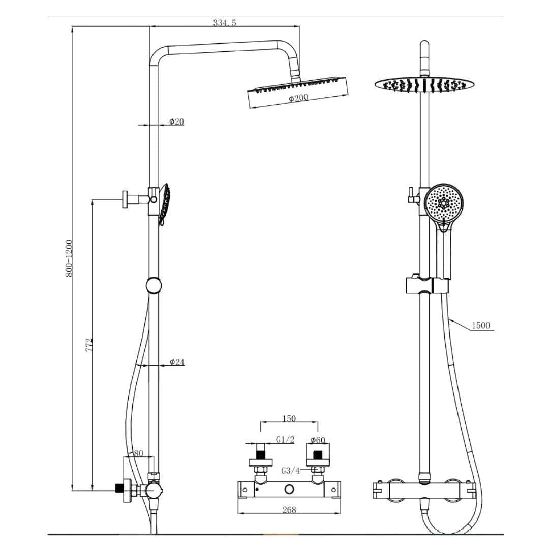 Aquarius Exposed Shower Set Aquarius Modern Round Thermostatic Shower