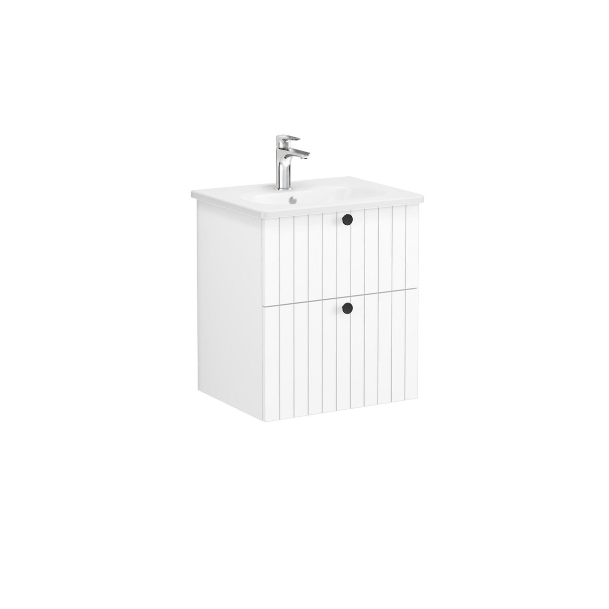VitrA Root Groove Wall Mounted 2 Drawer Vanity Unit 600mm with One Tap Hole Basin