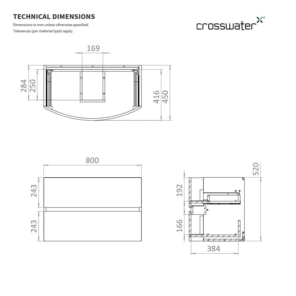 Crosswater Wall Mounted Vanity Unit Crosswater Svelte Wall Hung Vanity Unit with Basin