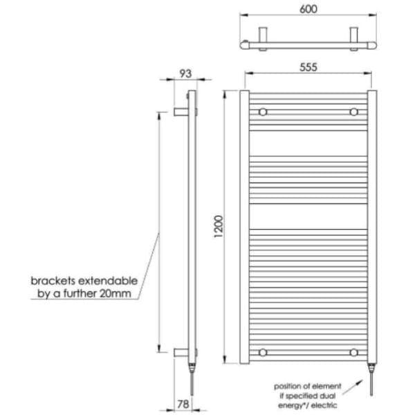 Vogue Vogue Focus Straight Towel Rail in Chrome