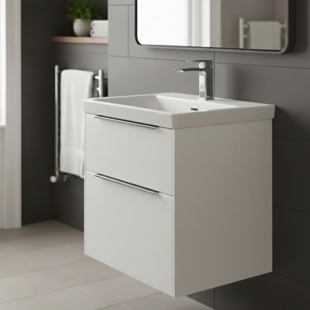 Villeroy & Boch Subway 3.0 Wall Hung 600mm Two Drawer Vanity Unit with Basin
